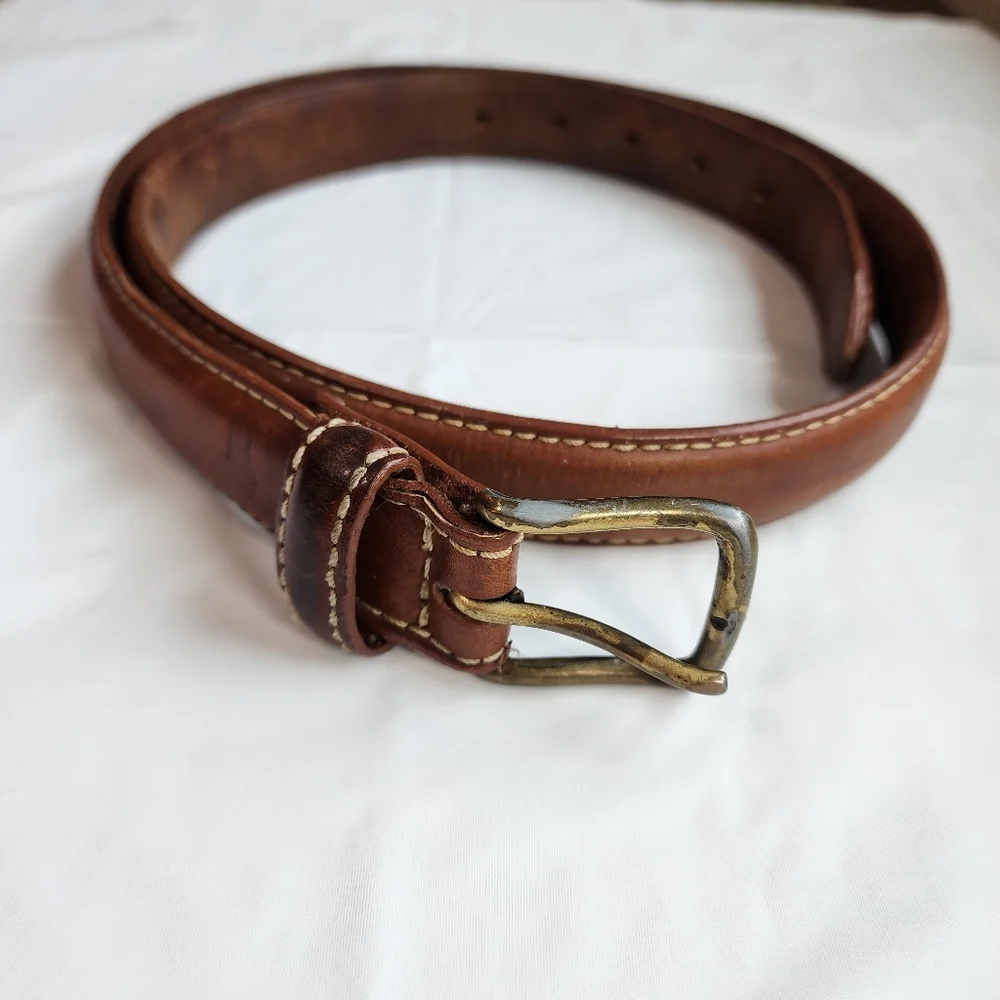 Polo Ralph Lauren Brown Tanned Leather Gold Tone Buckle Men’s Size 38